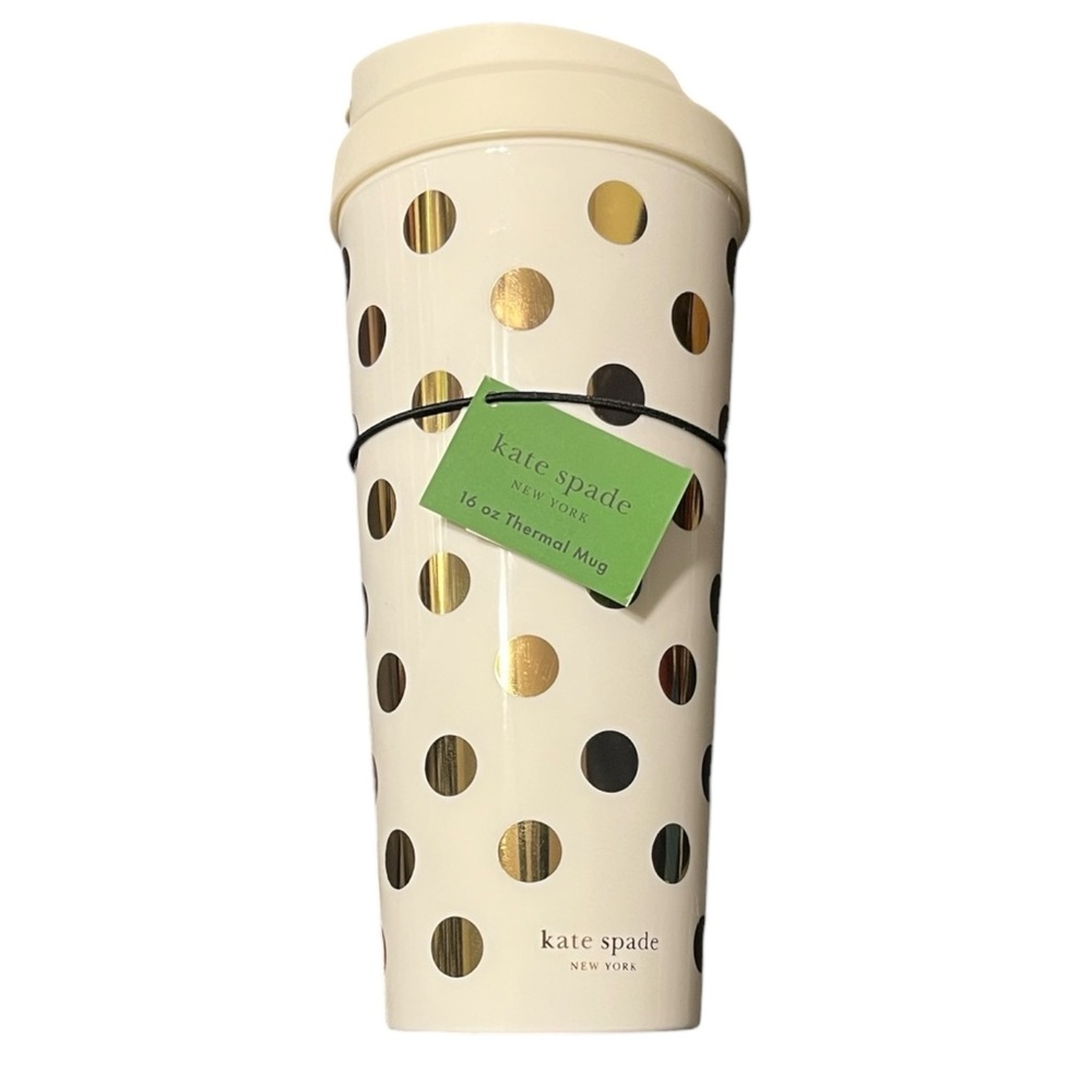 Kate Spade 🌺 HOST PICK 🌺 Gold Polka Dot Thermal Mug